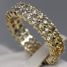 画像2: K18イエロー/ブルー/ホワイトサファイアダイヤモンドリング フルエタニティ S3.28 D0.20 6.7g #16.5 鑑別カード (2)