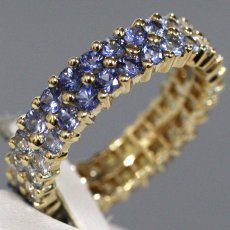 画像3: K18イエロー/ブルー/ホワイトサファイアダイヤモンドリング フルエタニティ S3.28 D0.20 6.7g #16.5 鑑別カード (3)