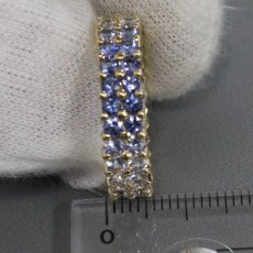 画像8: K18イエロー/ブルー/ホワイトサファイアダイヤモンドリング フルエタニティ S3.28 D0.20 6.7g #16.5 鑑別カード (8)