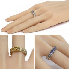 画像9: K18イエロー/ブルー/ホワイトサファイアダイヤモンドリング フルエタニティ S3.28 D0.20 6.7g #16.5 鑑別カード (9)