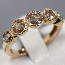 画像1: K18PGローズカットダイヤモンドリング D0.57 3.3g #7.5 鑑別カード (1)