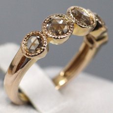 画像2: K18PGローズカットダイヤモンドリング D0.57 3.3g #7.5 鑑別カード (2)