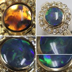 画像4: K18ブラックオパールダイヤモンドリング BkO0.836 D0.26 7.2g #9 鑑別カード (4)