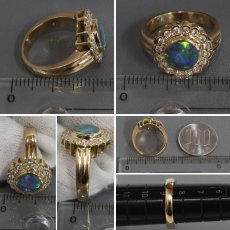 画像8: K18ブラックオパールダイヤモンドリング BkO0.836 D0.26 7.2g #9 鑑別カード (8)