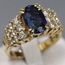 画像1: K18サファイアダイヤモンドリング S2.643 D0.97 8.8g #15 ソーティング (1)