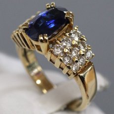 画像2: K18サファイアダイヤモンドリング S2.643 D0.97 8.8g #15 ソーティング (2)