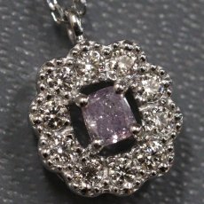 画像1: Pt950/850パープルダイヤモンド/ダイヤモンドネックレス D0.088 D0.11 2.3g AJ付45cm 鑑定書 (1)