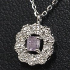 画像7: Pt950/850パープルダイヤモンド/ダイヤモンドネックレス D0.088 D0.11 2.3g AJ付45cm 鑑定書 (7)
