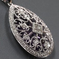 画像2: K18WGアメジストダイヤモンドペンダントトップ AM10.50 D0.56 8.8g (2)