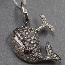 画像3: K18WGダイヤモンドペンダントトップ クジラモチーフ D1.00 3.6g (3)