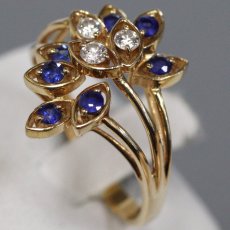 画像3: K18サファイアダイヤモンドリング フラワーモチーフ S0.46 D0.16 4.0g #11 (3)