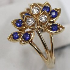 画像4: K18サファイアダイヤモンドリング フラワーモチーフ S0.46 D0.16 4.0g #11 (4)