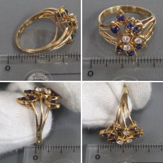 画像9: K18サファイアダイヤモンドリング フラワーモチーフ S0.46 D0.16 4.0g #11 (9)