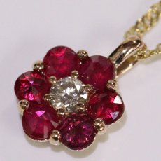 画像3: K18ルビーダイヤモンドペンダント フラワーモチーフ R0.35 D0.05 1.9g 43cm (3)