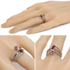 画像10: Pt950/K18PGピンクサファイアルビーダイヤモンドリング S0.43 R0.31 D0.21 5.7g #12 (10)