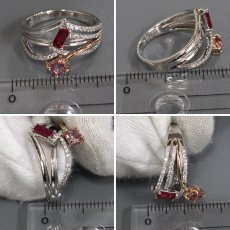 画像9: Pt950/K18PGピンクサファイアルビーダイヤモンドリング S0.43 R0.31 D0.21 5.7g #12 (9)