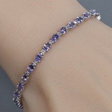 画像1: K18WGタンザナイトダイヤモンドテニスブレスレット TZ5.00 D0.50 8.9g 17cm (1)