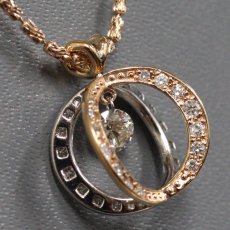 画像2: K18PG/Pt900ダイヤモンドネックレス D0.25 D0.25 4.9g AJ付45cm (2)