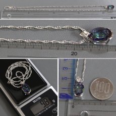 画像9: Pt900/850バイカラートパーズダイヤモンドペンダント T6.57 D0.02 9.8g 42cm 鑑別書 (9)