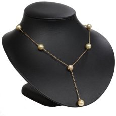 画像2: ミキモト K18ゴールデンパールダイヤモンドネックレス 9.0-9.6mm 17.7g AJ付44-54cm (2)