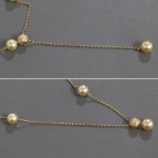 画像6: ミキモト K18ゴールデンパールダイヤモンドネックレス 9.0-9.6mm 17.7g AJ付44-54cm (6)