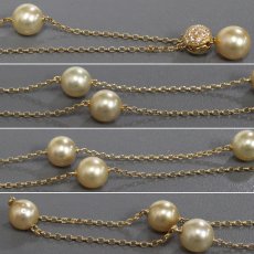 画像7: ミキモト K18ゴールデンパールダイヤモンドネックレス 9.0-9.6mm 17.7g AJ付44-54cm (7)
