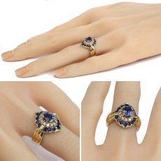 画像10: K18サファイアダイヤモンドリング S1.17 S1.11 D0.38 7.9g #8 (10)