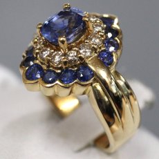 画像2: K18サファイアダイヤモンドリング S1.17 S1.11 D0.38 7.9g #8 (2)