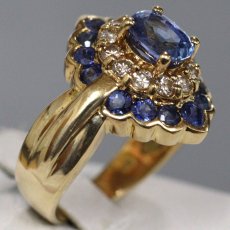 画像3: K18サファイアダイヤモンドリング S1.17 S1.11 D0.38 7.9g #8 (3)