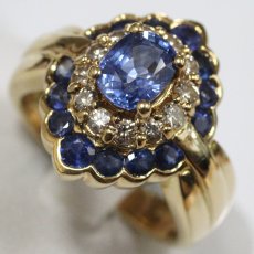 画像4: K18サファイアダイヤモンドリング S1.17 S1.11 D0.38 7.9g #8 (4)