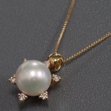 画像3: K18パールダイヤモンドネックレス D0.08 2.4g パール6.9mm 44cm (3)