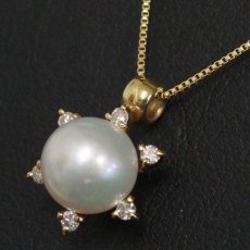 画像7: K18パールダイヤモンドネックレス D0.08 2.4g パール6.9mm 44cm (7)