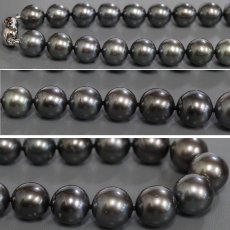 画像3: ブラックパールネックレスイヤリングペンダントセット シルバー/925金具 鑑別書 42cm (3)