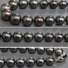 画像4: ブラックパールネックレスイヤリングペンダントセット シルバー/925金具 鑑別書 42cm (4)