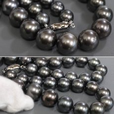画像5: ブラックパールネックレスイヤリングペンダントセット シルバー/925金具 鑑別書 42cm (5)