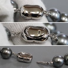 画像7: ブラックパールネックレスイヤリングペンダントセット シルバー/925金具 鑑別書 42cm (7)