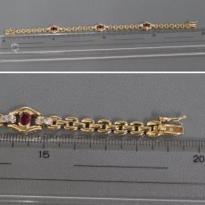 画像6: 750ルビーダイヤモンドブレスレット D0.15 12.7g 18cm (6)