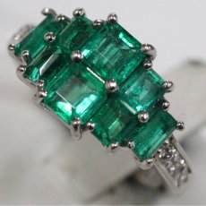画像4: Pt950エメラルドダイヤモンドリング E2.00 D0.15 5.8g #12.5 鑑別カード (4)