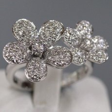 画像1: K18WGダイヤモンドリング フラワーモチーフ D0.76 7.4g #11 (1)
