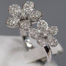 画像2: K18WGダイヤモンドリング フラワーモチーフ D0.76 7.4g #11 (2)