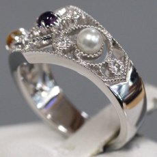 画像2: ミキモト K18WGパールアメジストシトリンダイヤモンドリング 7.6g #11 (2)