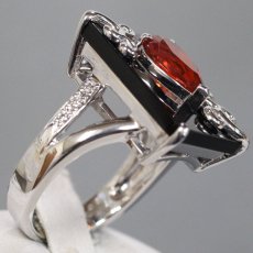 画像3: 田村宗敬/tam K18WGオニキスファイヤーオパールダイヤモンドリング FO1.230 D0.08 10.6g #16 (3)