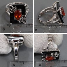 画像8: 田村宗敬/tam K18WGオニキスファイヤーオパールダイヤモンドリング FO1.230 D0.08 10.6g #16 (8)