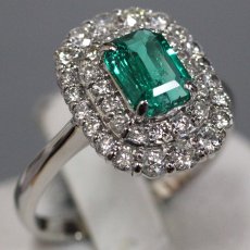 画像1: Pt950エメラルドダイヤモンドリング E0.785 D0.71 5.4g #12 (1)