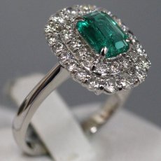 画像2: Pt950エメラルドダイヤモンドリング E0.785 D0.71 5.4g #12 (2)