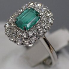 画像3: Pt950エメラルドダイヤモンドリング E0.785 D0.71 5.4g #12 (3)