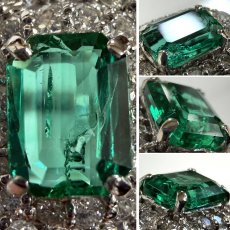 画像5: Pt950エメラルドダイヤモンドリング E0.785 D0.71 5.4g #12 (5)