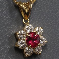 画像1: K18ルビーダイヤモンドペンダント R0.51 D0.53 3.9g 40cm ソーティング (1)