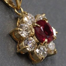画像2: K18ルビーダイヤモンドペンダント R0.51 D0.53 3.9g 40cm ソーティング (2)