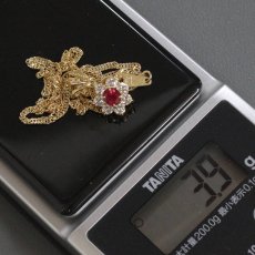 画像9: K18ルビーダイヤモンドペンダント R0.51 D0.53 3.9g 40cm ソーティング (9)